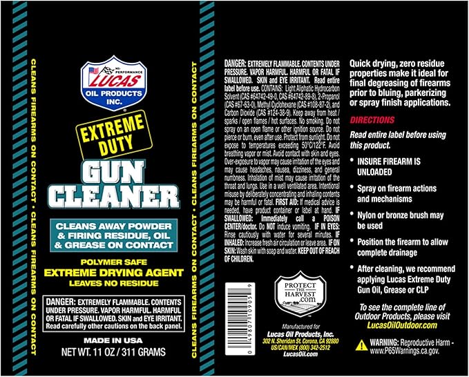 Lucas Oil Extreme Duty Gun Cleaner - 11 oz. Aerosol 10905