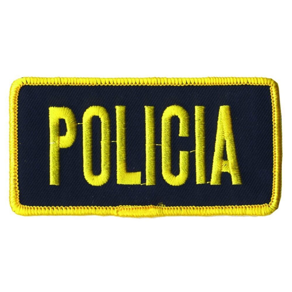 POLICIA Chest Emblem 2" x 4" - Gold on Black