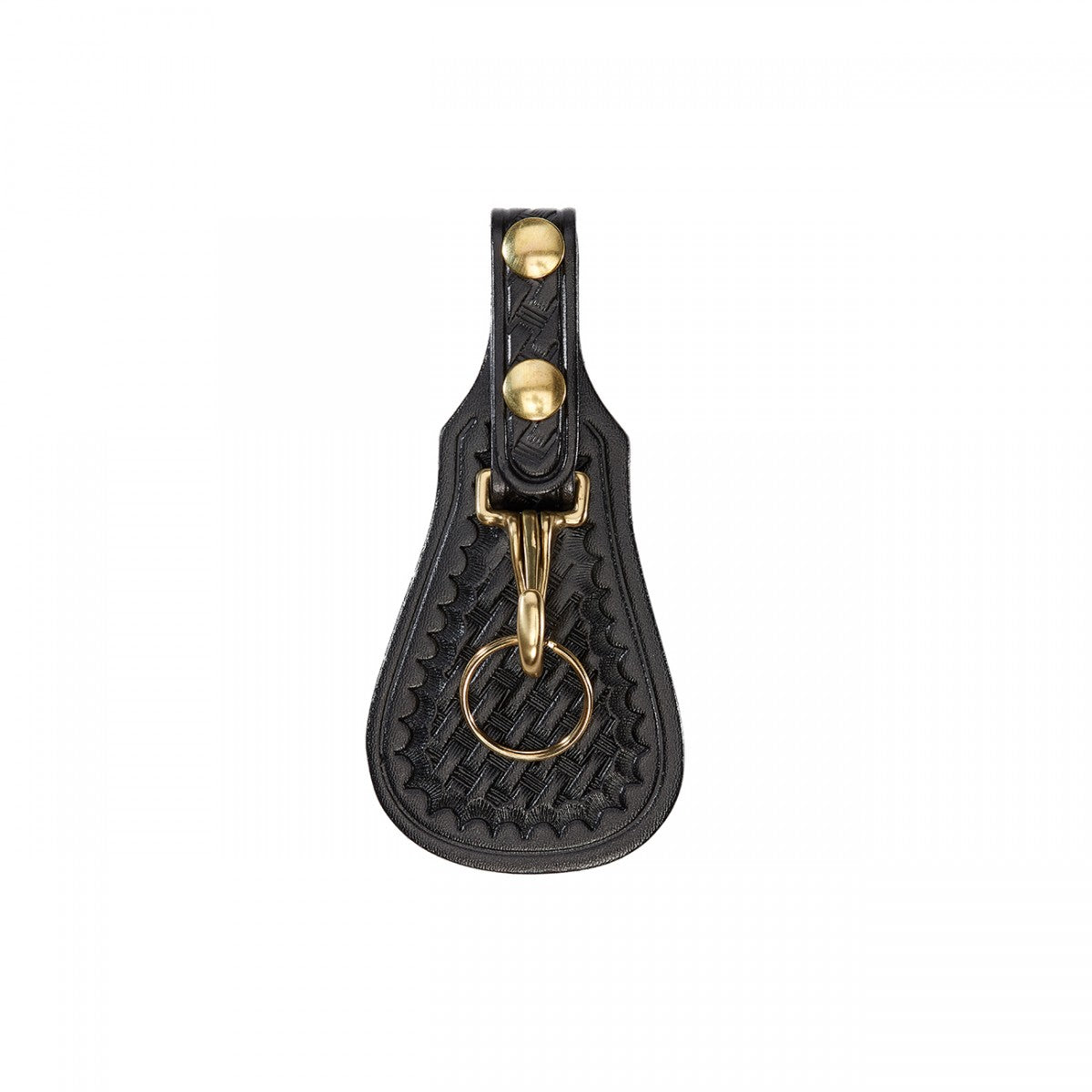 Aker Leather Single Key Strap in black with solid brass snaps and a split key ring, designed for style and convenience.