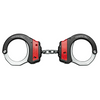 ASP Training Ultra Plus Chain Cuffs in red, designed for realistic training with keyless opening mechanism.