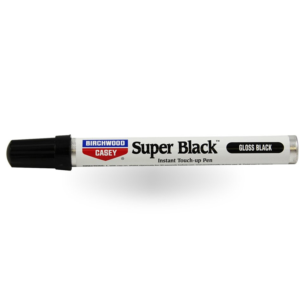 Birchwood Casey Super Black Touch-Up Pen in Gloss Black for instant repair of scratches on sporting equipment.