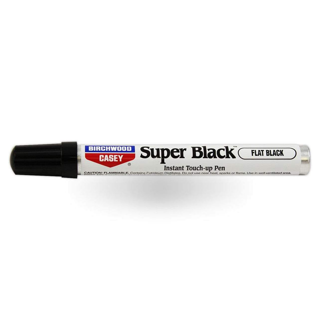 Birchwood Casey Super Black Touch-Up Pen in Flat Black for quick, durable repairs on various surfaces.