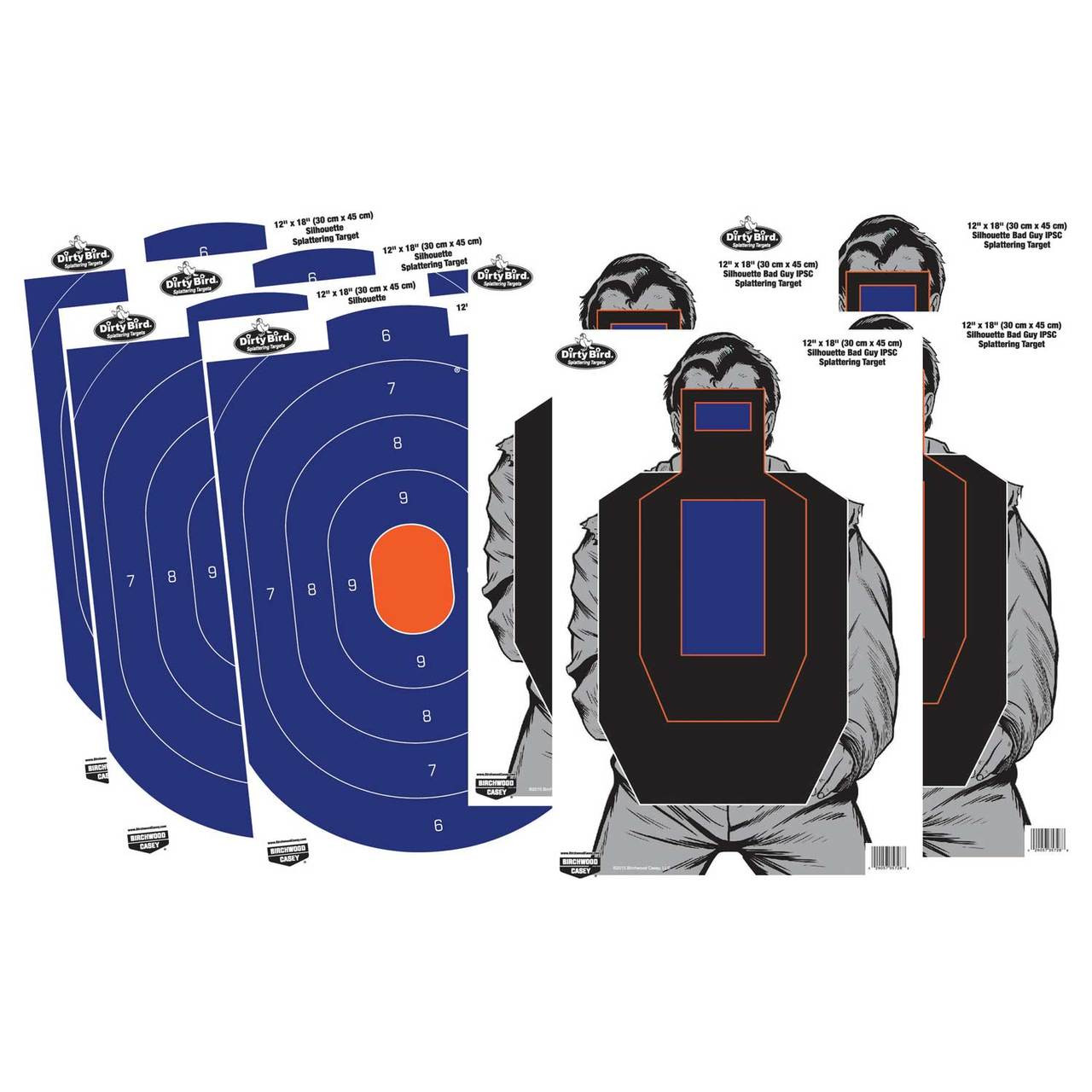 Birchwood Casey Dirty Bird objetivo combinado de 12 x 18, paquete de 8