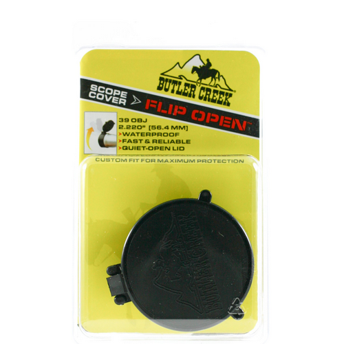 Butler Creek Objective Cover for scope protection, waterproof with fast open lid, 39 OBJ size, reliable for extreme conditions.