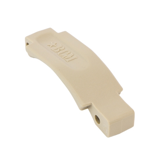 Bravo Company BCMGUNFIGHTER Trigger Guard in tan, ergonomic shape for enhanced shooter comfort, made from durable polymer.