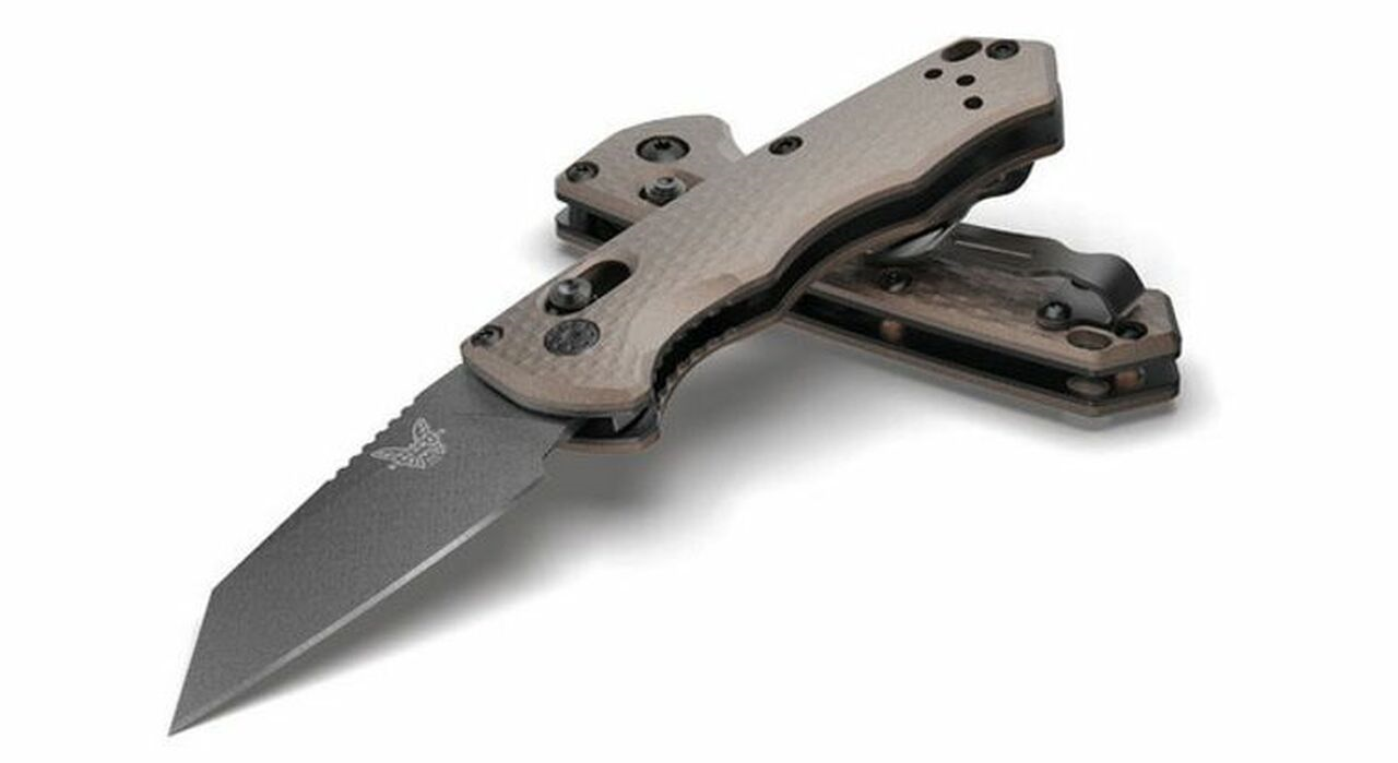 Benchmade AUTO IMMUNITY knife with burnt bronze finish and AXIS mechanism, perfect for daily utility and concealed carry.