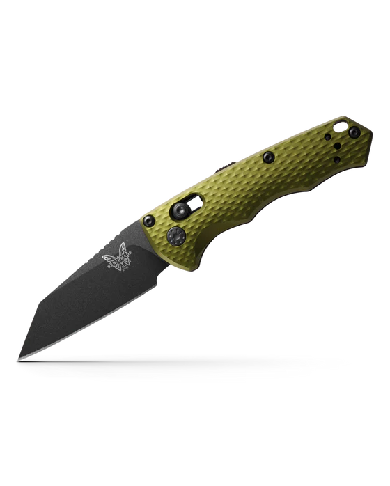 Benchmade AUTO IMMUNITY folding knife in woodland green, featuring a compact blade for discreet everyday carry.