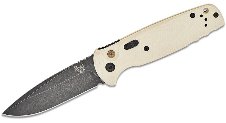 Benchmade CLA Auto knife featuring a non-metallic handle and CPM-MagnaCut blade steel in Battlewash finish.