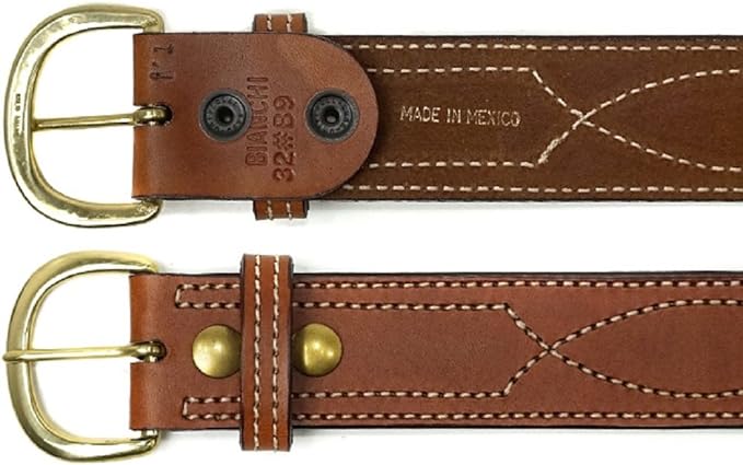 Bianchi Model B9 Reversible Fancy Stitched Belt 1.75" (45mm) showing both sides of the belt