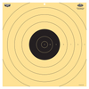 Yellow target with black bullseye and concentric circles, featuring a brand logo in the corner.