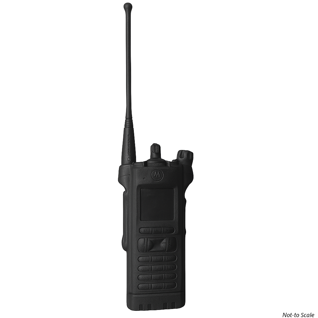 Black Motorola APX 6000 Two-Way Radio Training Replica by Ring’s Manufacturing, blue training radio for police and security practice