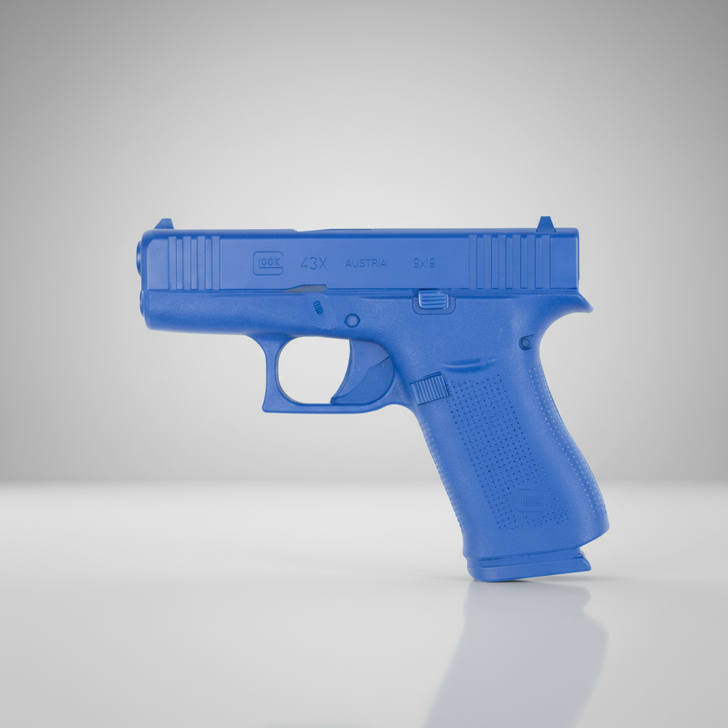 Blue GLOCK 43X Training Gun | FSG43X on a gray background
