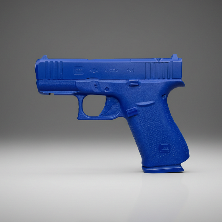 Blue Training Guns By Rings GLOCK 43X MOS FSG43X on a gray background