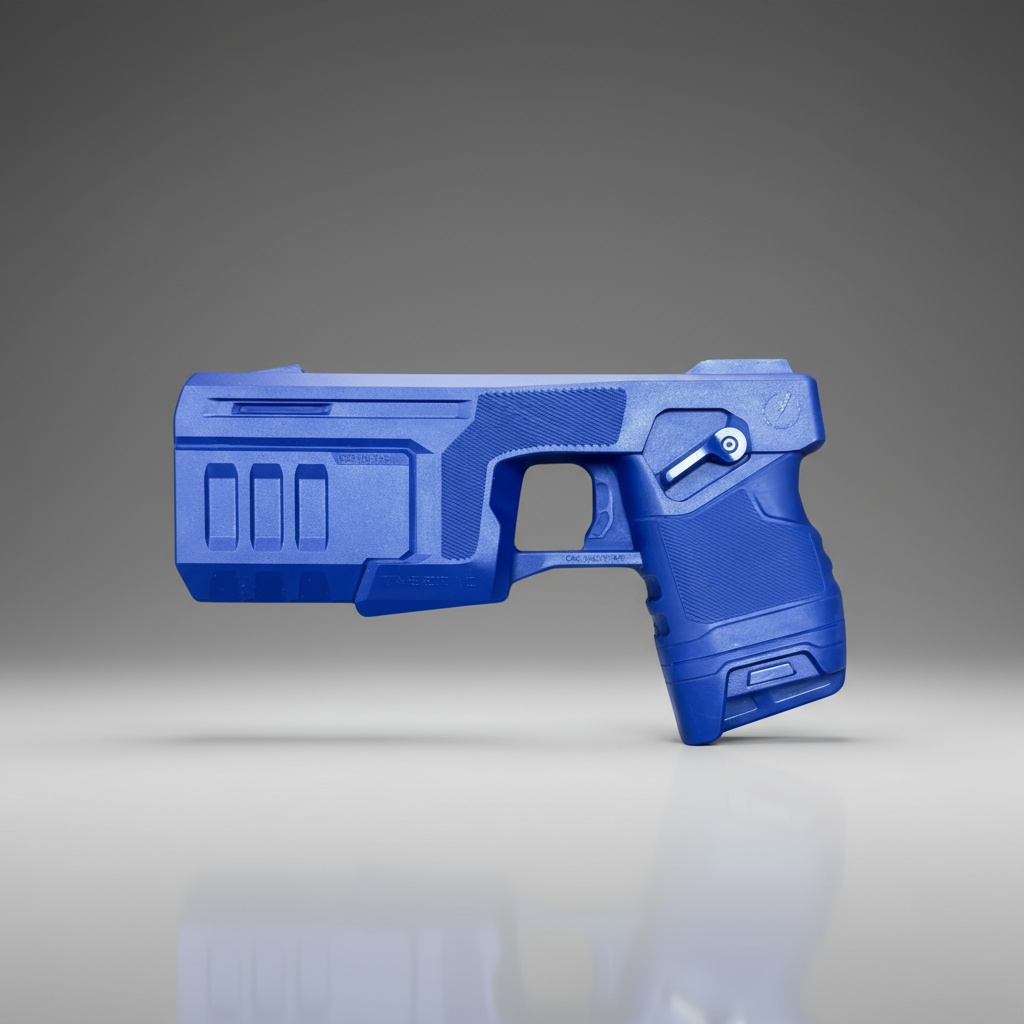 Blue Training Guns By Rings TASER 10 FST10 in blue on a gray background