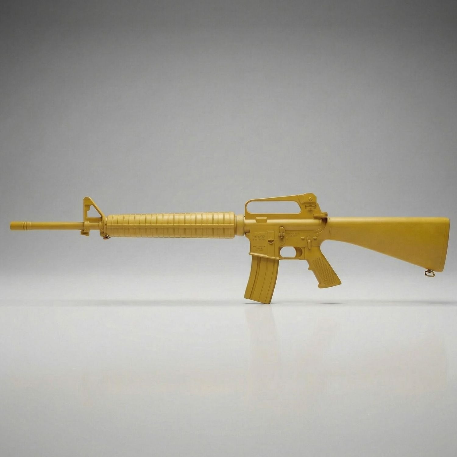 Yellow training rifle on a gray background for police training