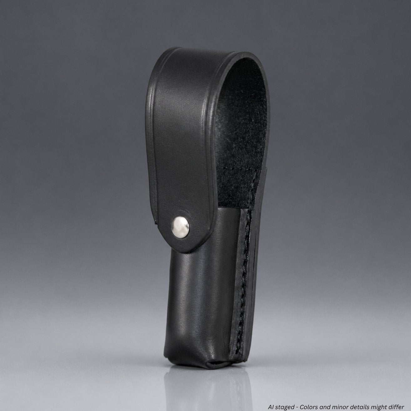 Boston Leather 5583XL closed top LED Lenser M7R flashlight holder, black leather with snap closure