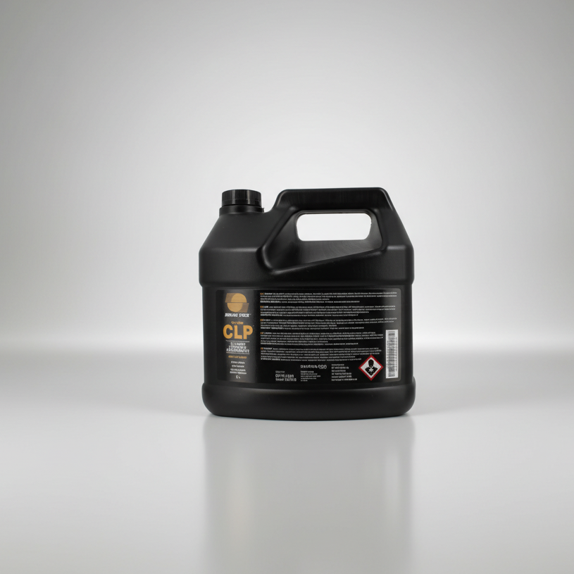 Black CLP bottle on a gray background