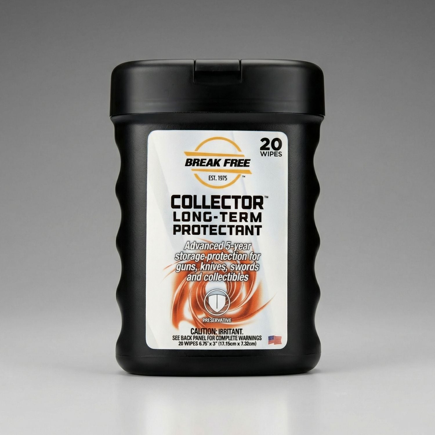 Container of Break Free Collector Long-Term Protectant on a gray background