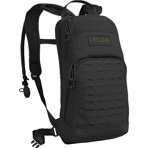 CamelBak M.U.L.E. 100oz hydration pack in sleek black, designed for durability and easy water transport during missions.