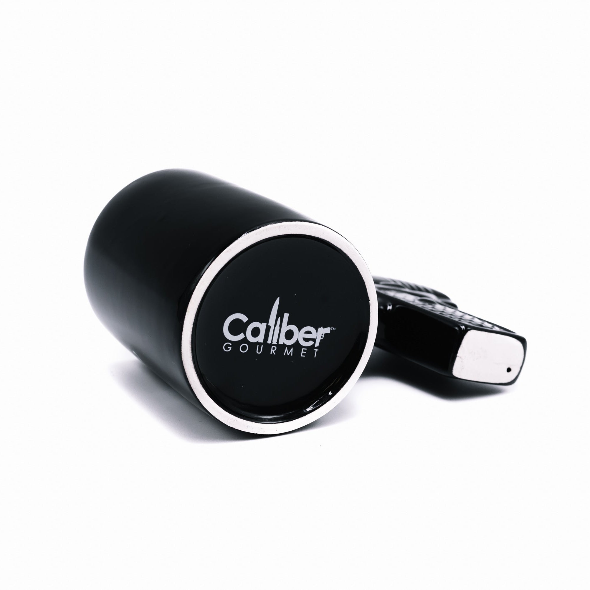 Black and silver Caliber Gourmet product on a white background