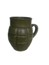 Caliber Gourmet Grenade Mug in olive green, designed for heat retention with a sturdy grip for enjoying beverages.