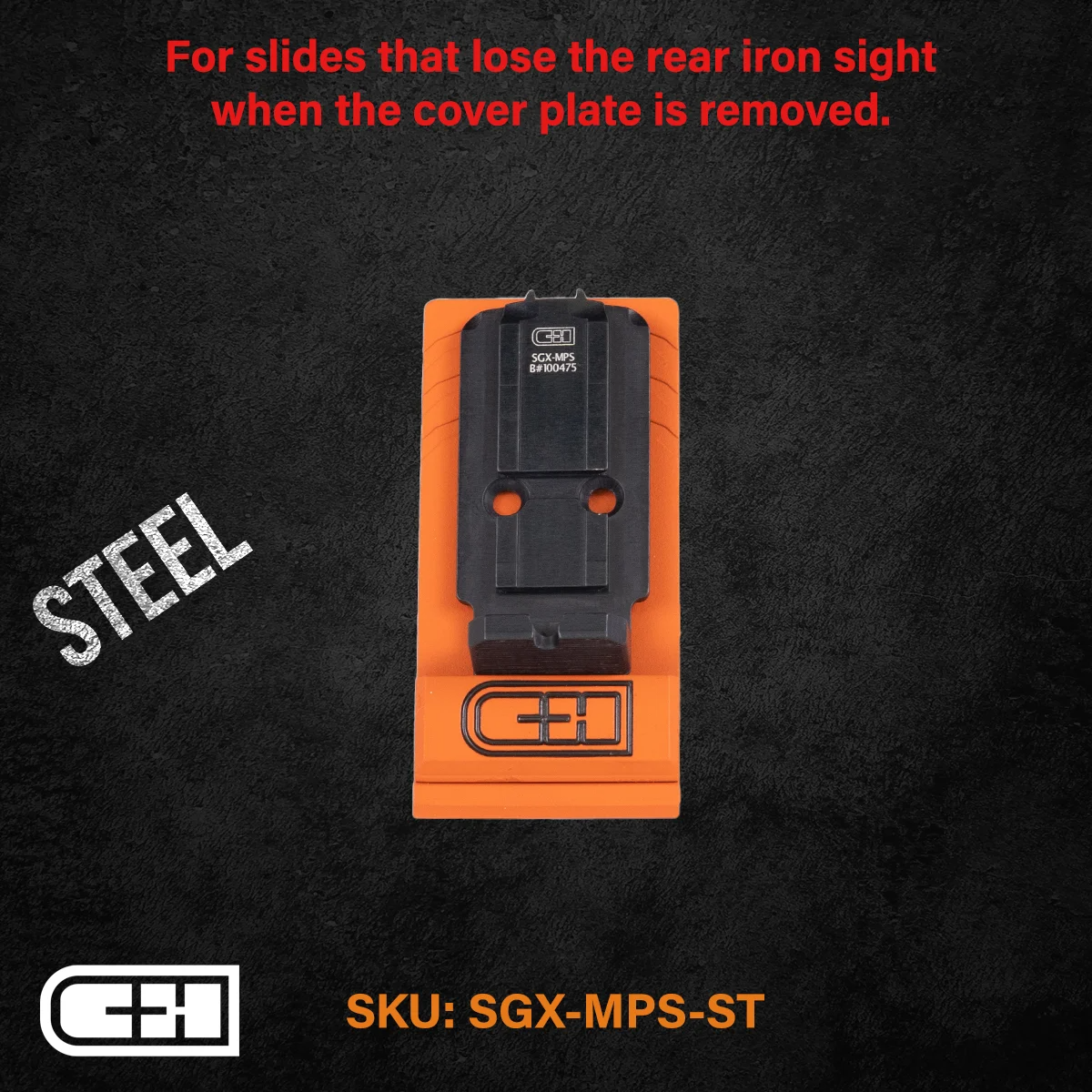 C&H Precision Optics Adapter Plate for Sig P320 X-Series with steel construction and removable cover plate. SKU: SGX-MPS-ST.