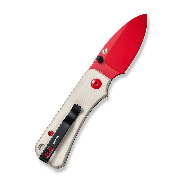 CIVIVI Baby Banter Thumb Stud Knife with red Nitro-V blade and G10 handle, perfect for everyday carry.