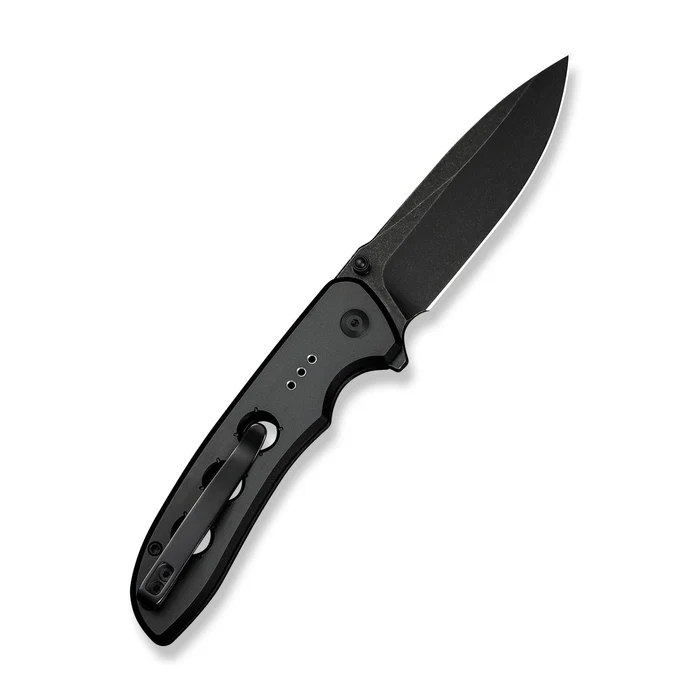 CIVIVI Hyperpulse Flipper & Thumb Stud & Button Lock Knife Black Aluminum Handle (3.5"" Black Stonewashed 14C28N Blade) C23087A-1