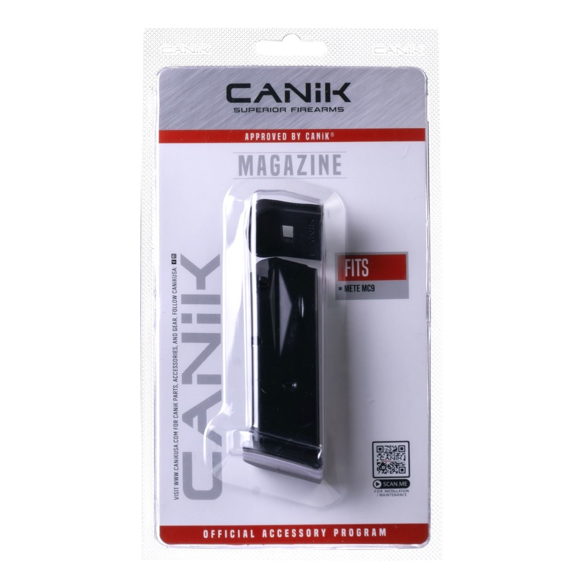 Canik METE MC9 10rd magazine with grip extension in packaging, compatible with Canik METE MC9 and TP9 Elite SC.