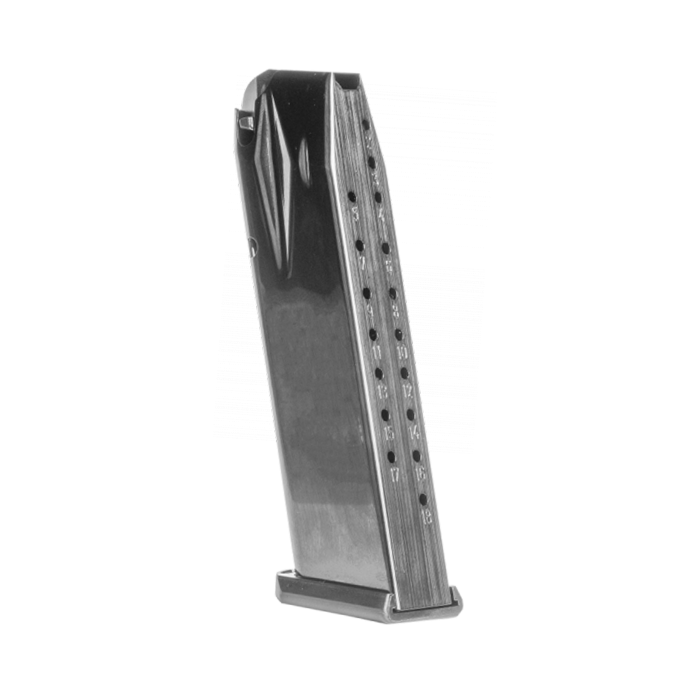 Canik TP9/METE full size magazine, compatible with multiple models, made in Italy, 9mm Luger caliber.