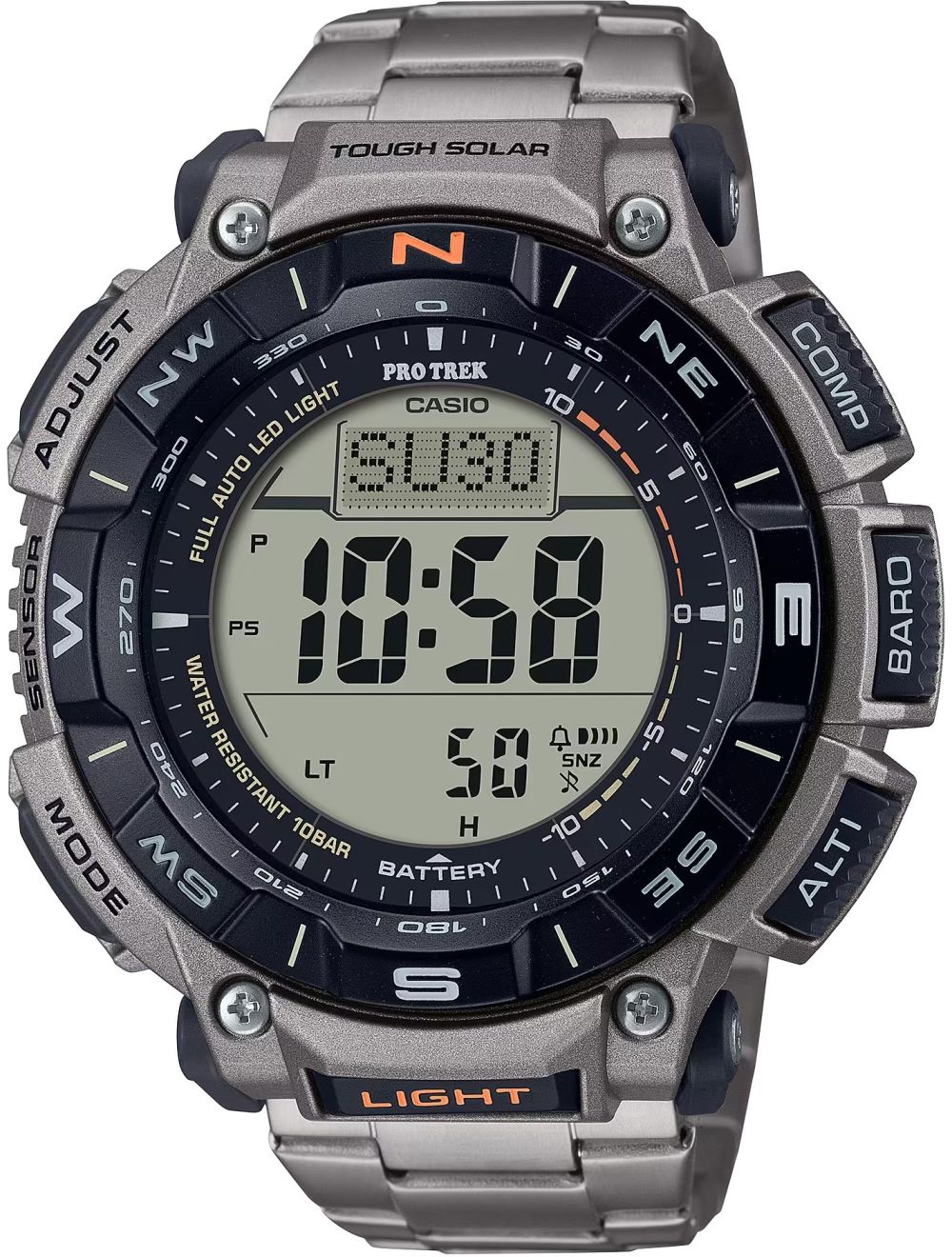 Casio Pro Trek Solar Triple Sensor Watch PRG340 - Silver
