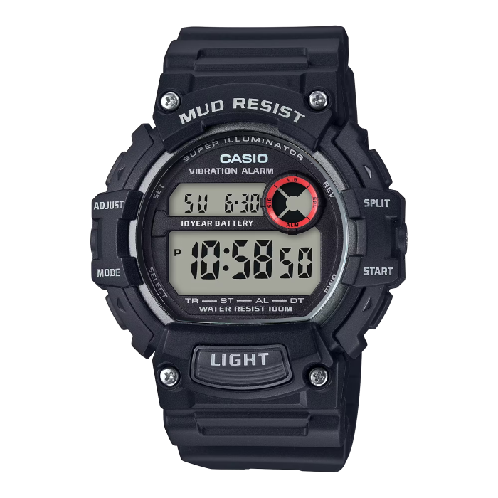 Casio Mud-Resistant Digital Watch with Vibration Alarm TRT110H