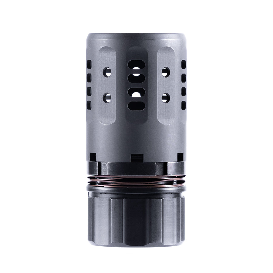 Dead Air Armament Pyro 2.0 Enhanced Muzzle Brake, designed for minimal flash and improved shooting stability.