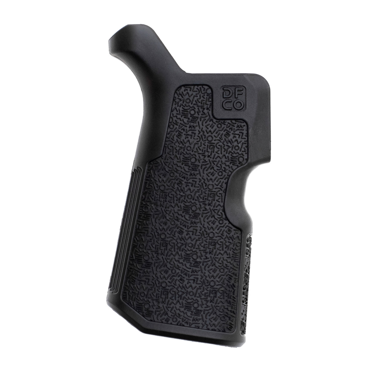 Die Free Co Kung Fu Grip in black for AR15/M4 and AR10/SR25, featuring ergonomic design for improved shooting comfort.