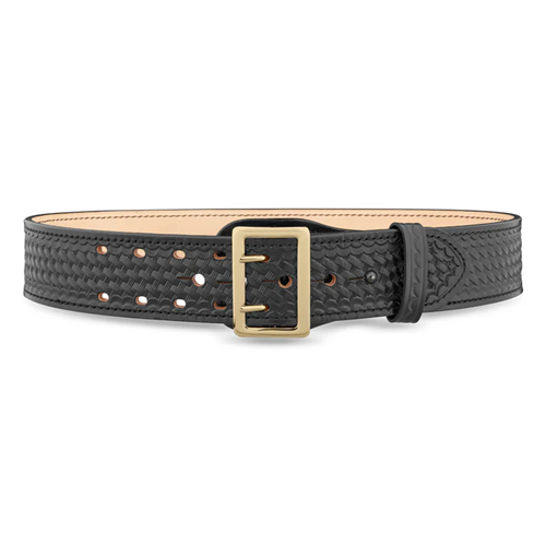 Dutyman 2-1/4"" Basketweave Leather Sam Brown 2 Row Stitch Duty Belt with Nickel Buckle 1021-32-9001
