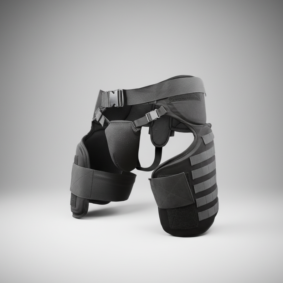 Damascus Imperial TG40 Thigh/Groin Protector with Molle System on a gray background
