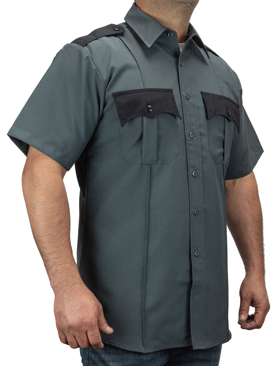 Dark gray First Class Uniforms Two-Tone Short Sleeve Shirts
