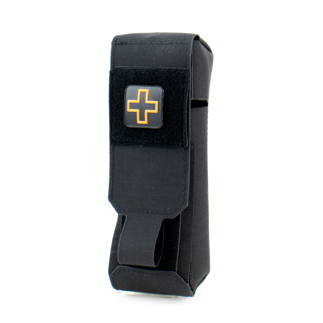Eleven 10 Soft-Side TQ Pouch V2 in black, versatile and durable tourniquet carry solution with VELCRO strap.