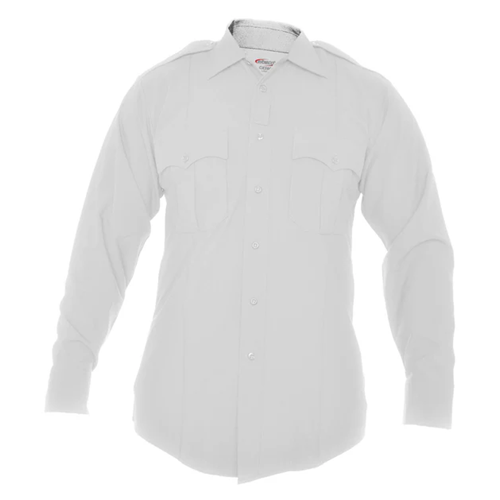 Elbeco CX360 Long Sleeve Men's Shirt in White, featuring a professional design and comfortable, lightweight fabric.