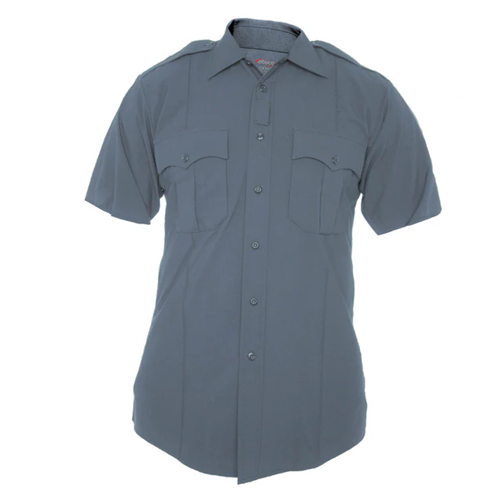 Elbeco CX360 MSS performance uniform shirt in French Blue, lightweight and wrinkle-resistant for professional appearance.