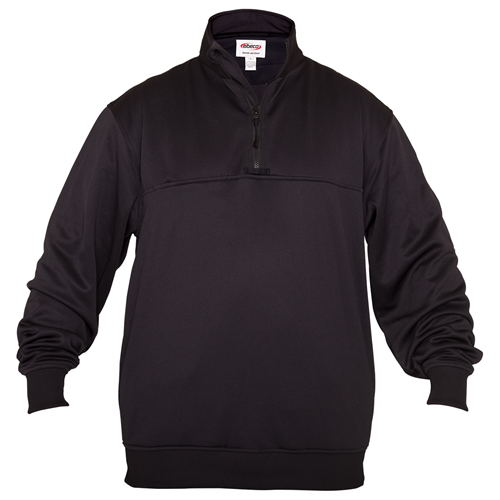 Elbeco Performance Job Shirt in black, featuring a quarter zip and dual fleece-lined side pockets for comfort and utility.