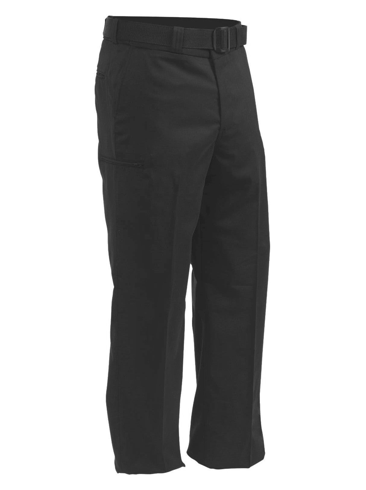 Elbeco Men's Distinction Hidden Cargo Pants in black, featuring a covert flex waistband and triple stitched crotch for durability.