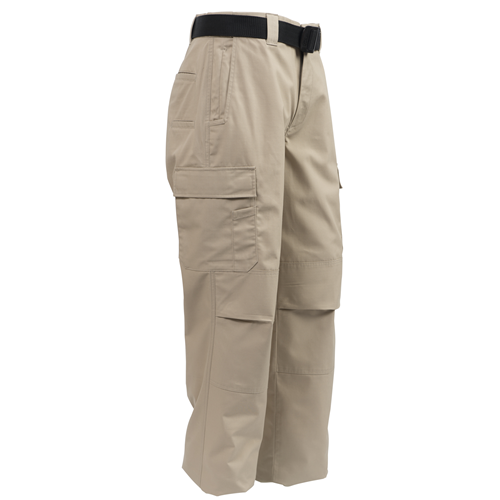 Elbeco ADU RipStop Cargo Pants in khaki, designed for public safety and EMT professionals with ample storage and durability.