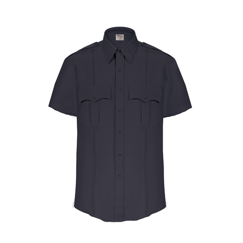 Elbeco TexTrop 2 SS Shirt in navy, featuring underarm mesh vents and dual utility pockets for enhanced functionality.