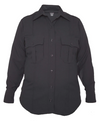 Elbeco Women's TexTrop2 Long Sleeve Shirt in black with pockets, designed for comfort and professional appearance.