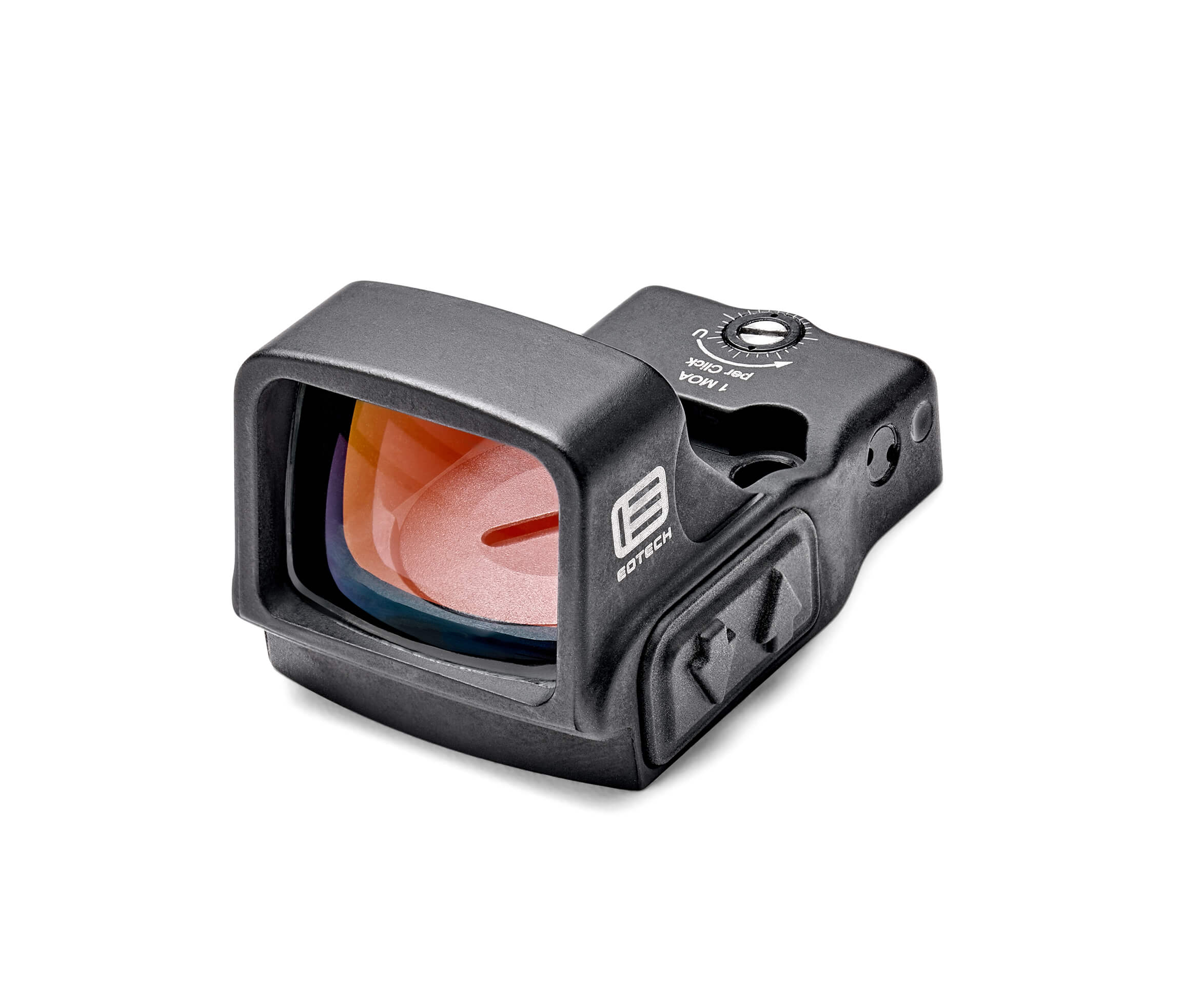 EOTech EFLX Mini Red Dot Sight in black with clear lens and lightweight aluminum housing for precision shooting.