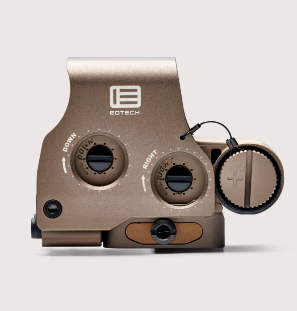 Eotech device with a beige finish on a light gray background