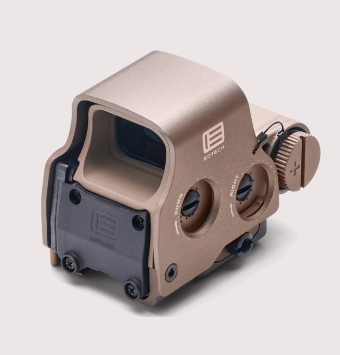 Tactical weapon sight with EOTech logo on a light gray background
