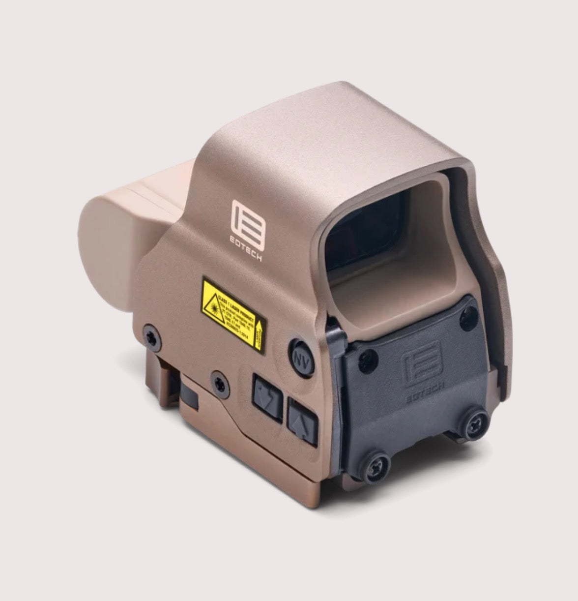 Tactical sight with a visible brand logo on a light gray background