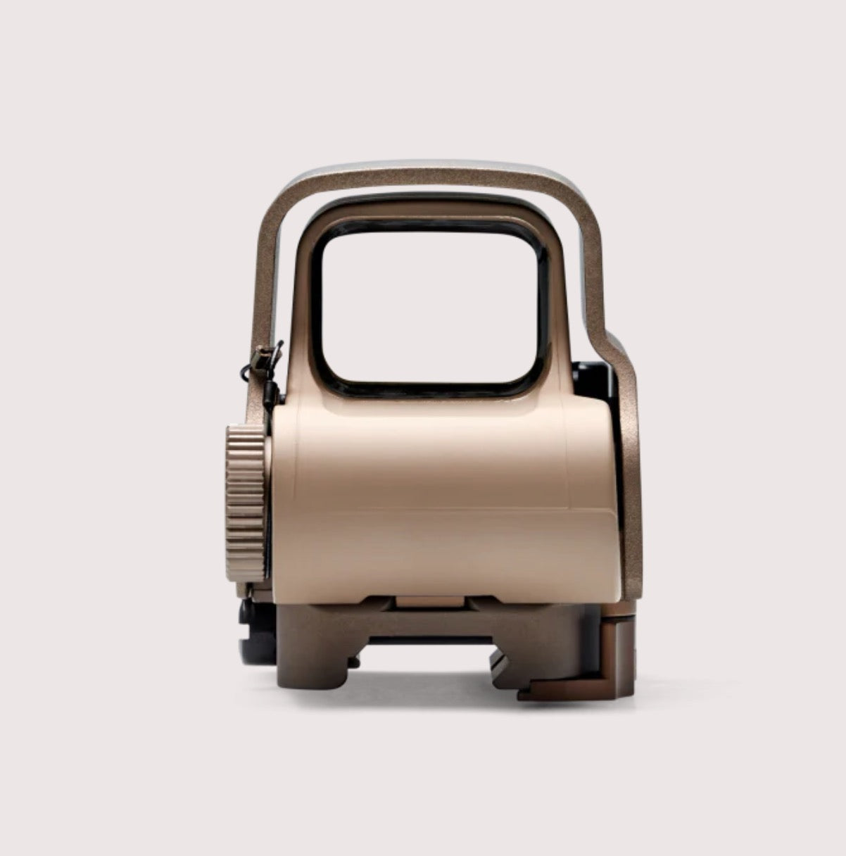 Tan EOTech Model EXPS3 a reflective surface on a light gray background